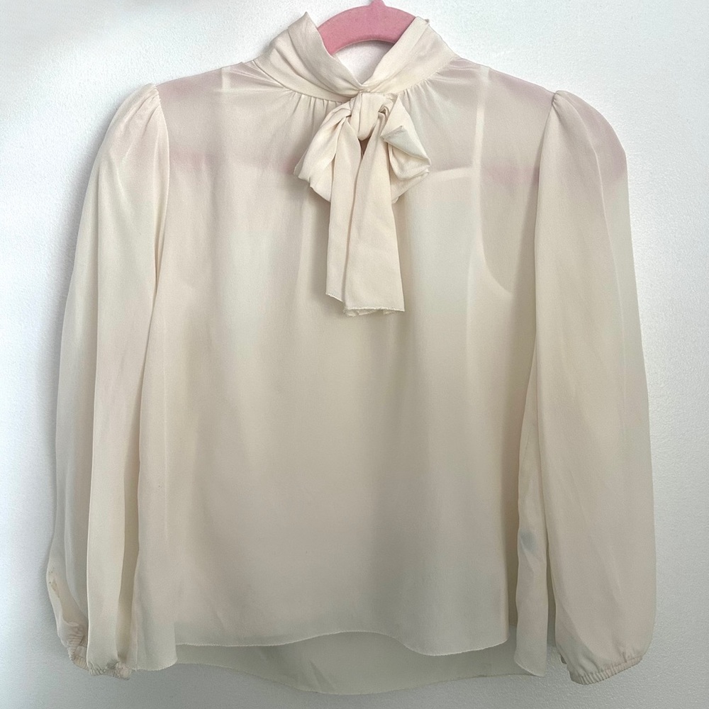Dolce & Gabbana Kids Cream Blouse with Bow Detail